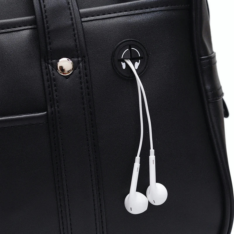 Student JK Handbag Waterproof PU Leather Single Shoulder Uniform Bag for Men And Women Official Document Commuter Backpack