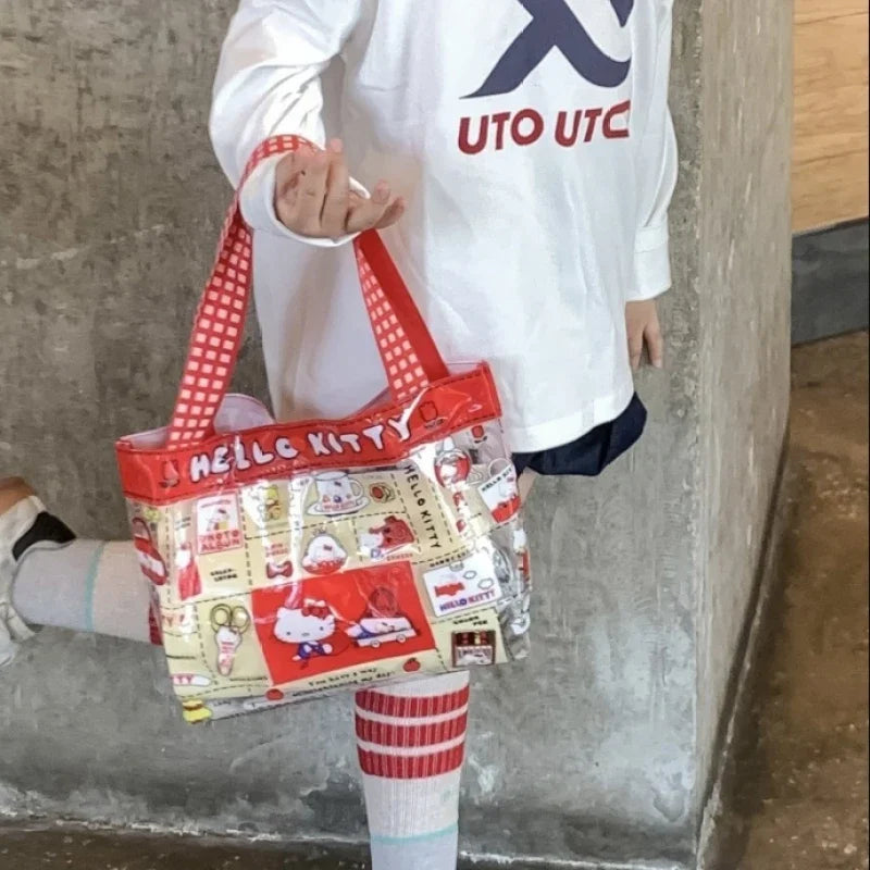 HelloKitty Girl Cat PVC Handbag Adorable Cute Clear Waterproof Large Capacity Swimming Bag