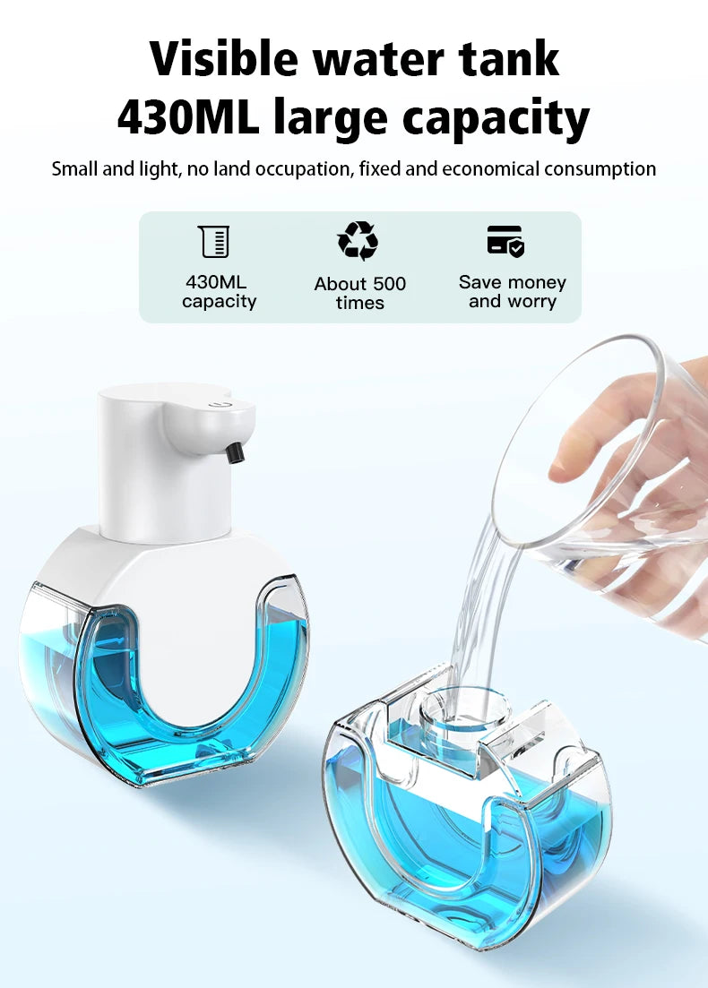Soap Dispensers Touchless Automatic Foam Bathroom Smart Washing Hand Machine with USB Charging White High Quality ABS Material