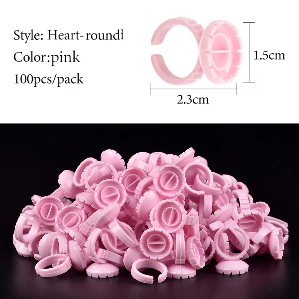 100PCS Glue Rings Lash Rings for Glue, Pigment Rings for Eyelash Extensions Eyelash Glue Holder Lash Glue Ring Smart Cups