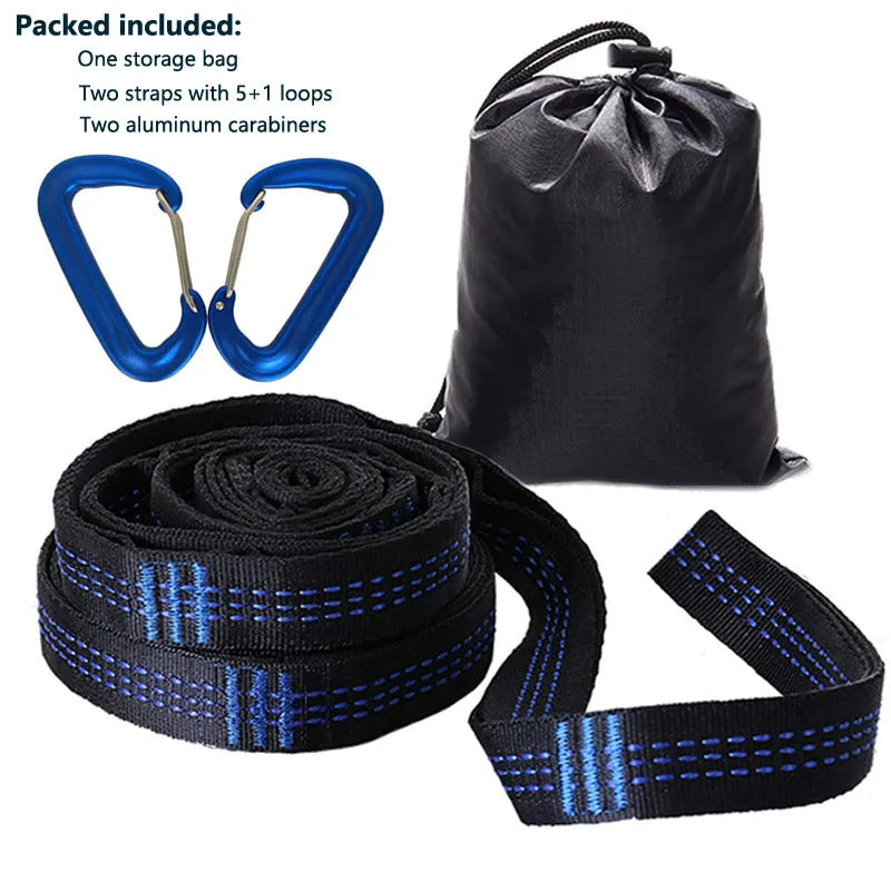 Outdoor hammock straps with more adjustable loops and ultra-length outdoor hammock straps and belts with 7075 alloy aluminum