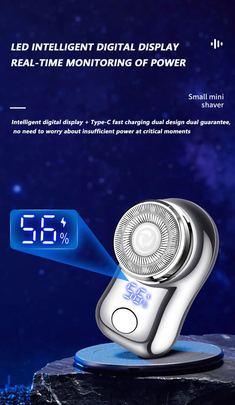 Mini Electric Shaver for Men Portable Beard Knife TYPE-C Charging Shavers Face Body Razor with Digital Power Display