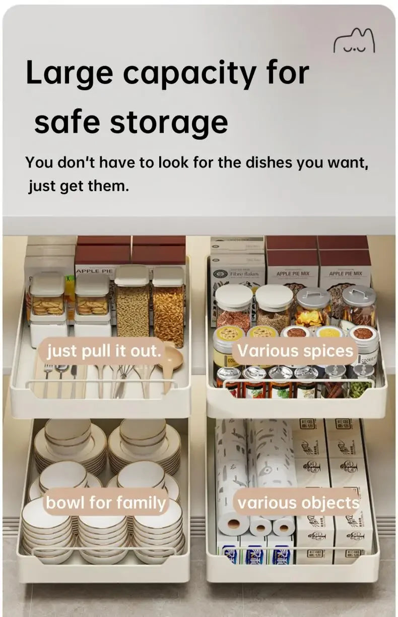 Pull Out Spice Rack Organizer with Smooth Slide Rails No Tools Required Kitchen Cabinet Storage Drawer for Maximum Space