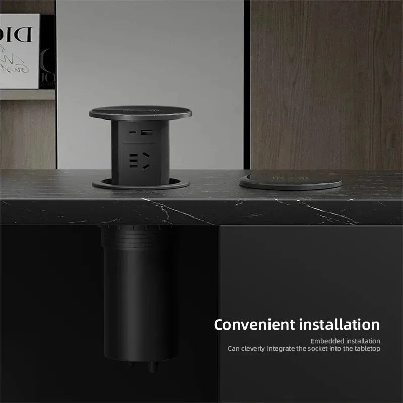 Lifting Desk Power Automatic Pop Up Elevator Socket Tower Socket US UK AU UN Plug Adapter USB Type-c Wireless Charge ,Hidden