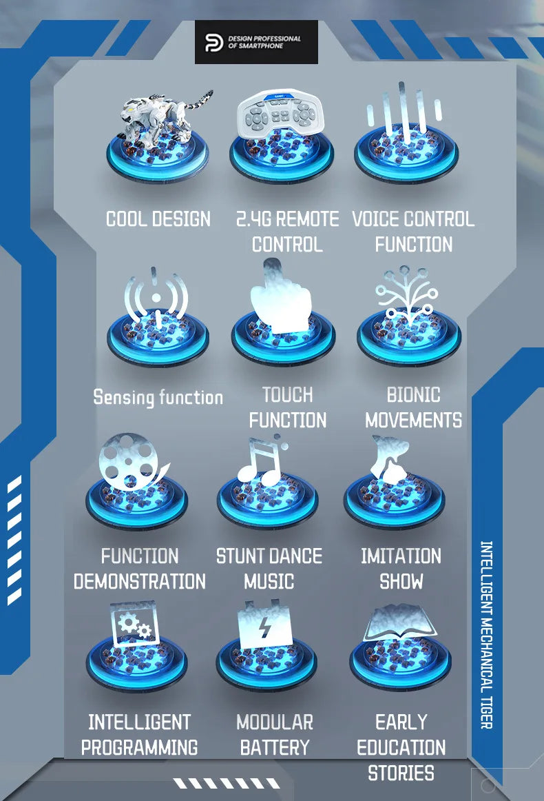 Jjrc R38 Smart Mechanical Tiger Robot Toy Electronic Pet With Touch Gesture Sensing Cross-Border Dancing Stunt Gift For Kids