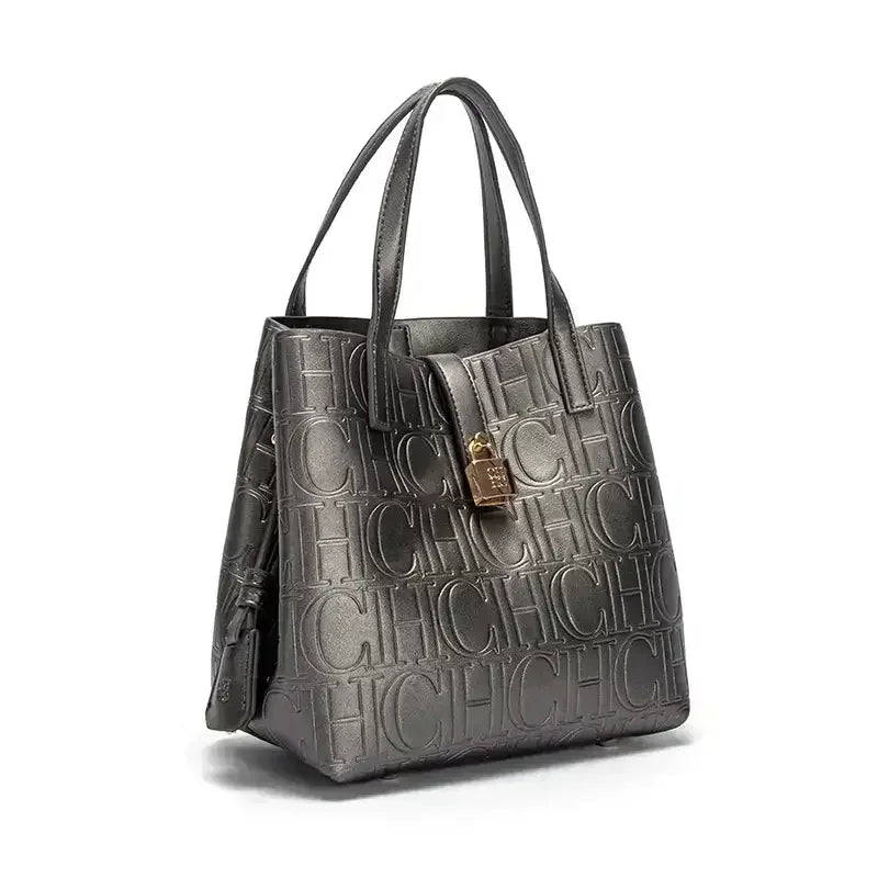 Embossed Ladies Crossbody Bag Letter Printing Design Ladies Handbag Large Capacity Tote Bag Elegant Temperament Ladies Should