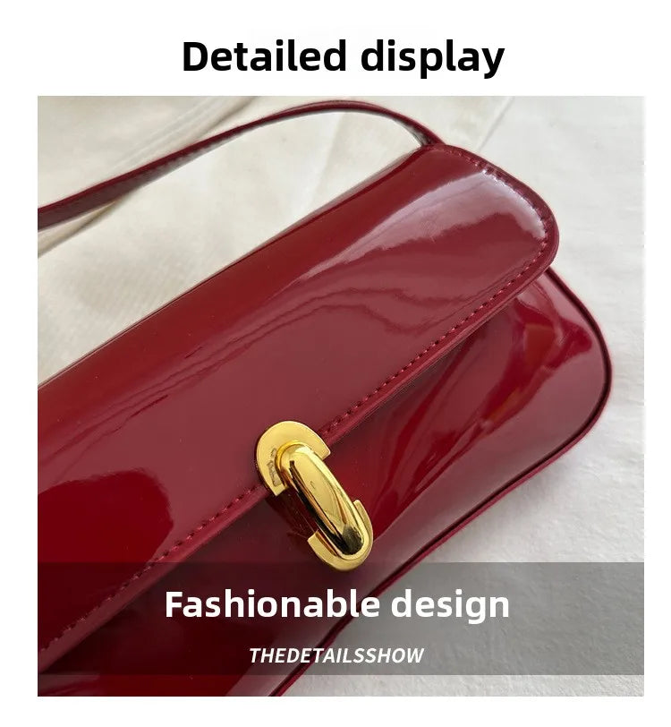 Women's Vintage Faux Oiled Leather Flap Decor Shoulder Underarm Bag, Buckle Baguette Tote Bag Suitable for Dating, Outing, Party