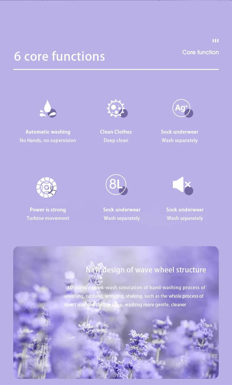 8L Small Folding Washing Machine Student Dormitory Underwear Socks Mini Cleaning Machine Portable Laundry Bucket Washing Machine