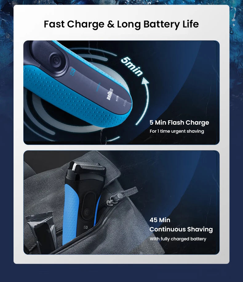 Braun Electric Shaver 3 Series ProSkin 3040S 3010S Reciprocating Shaver For Men Shaving Machine With Trimmer 100-240v