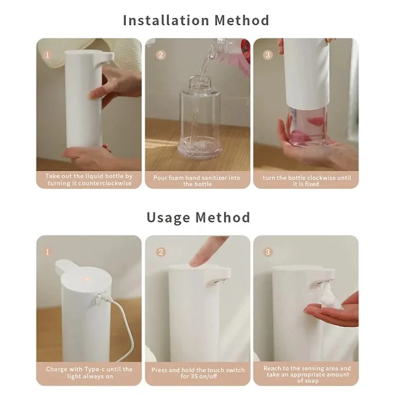 A52Q-Automatic Soap Dispensers Rechargeable Touchless Sensor Smart Washing Hand Machine Foaming Hand Dispenser For Bathroom