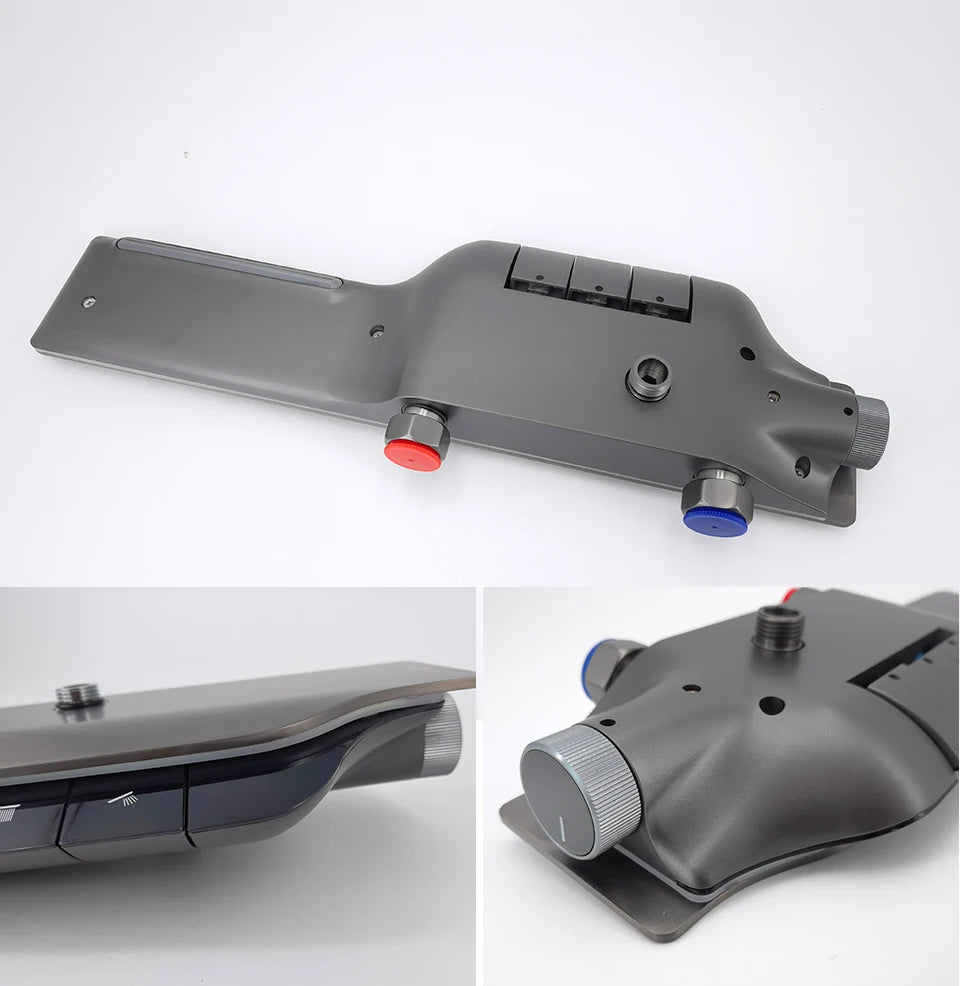 VGX Thermostatic Shower System Intelligent Digital Bathroom Shower Faucet Set Temperature Display Rainlfall Bathroom Shower Set