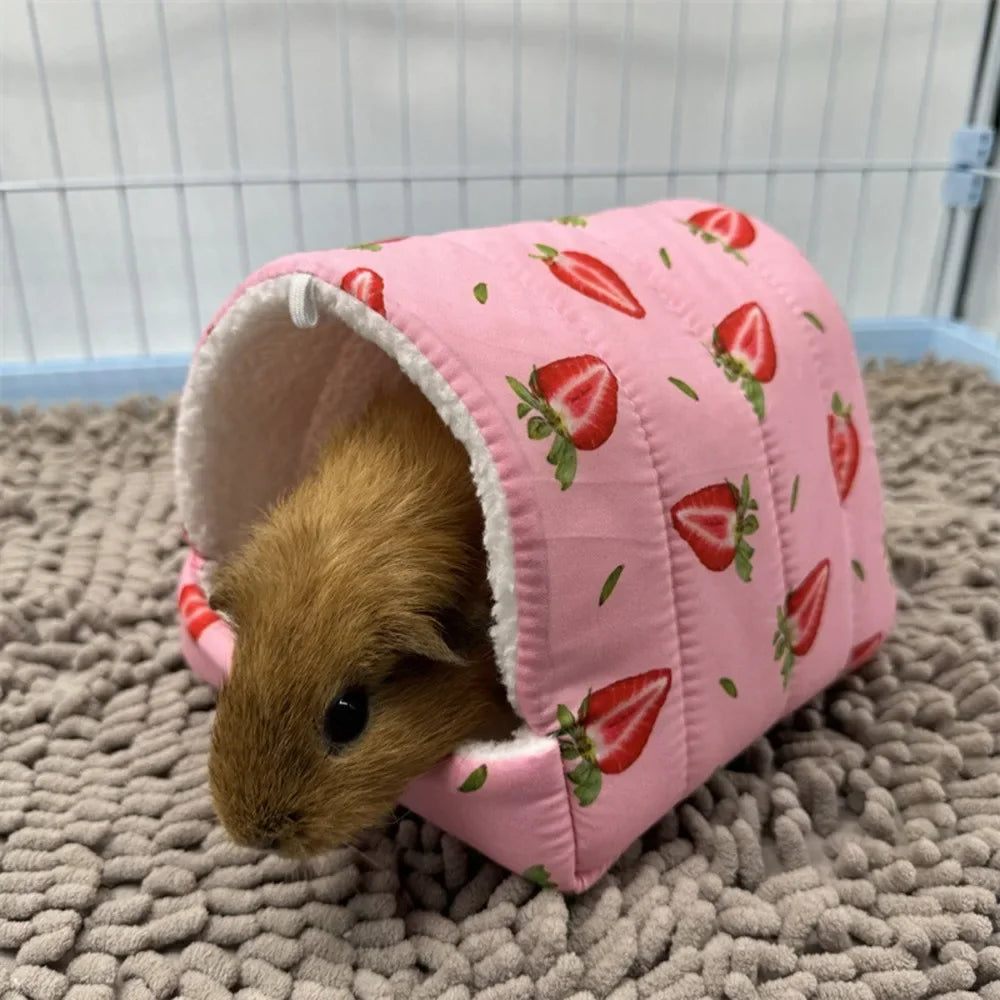 Autumn Winter Warm Print Sleeping Bed House Triangular Nest for Pet Bird Parrot Rabbit Squirrel Guinea Pig Hamster Hanging Cage