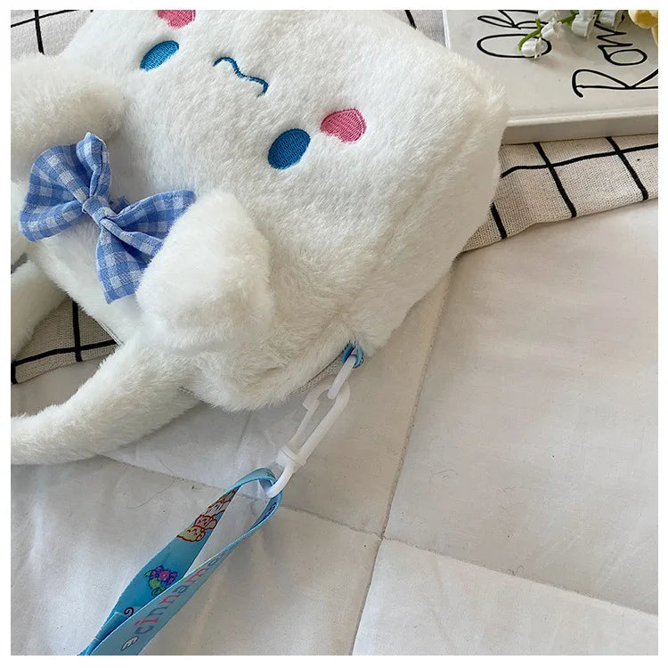 Sanrio Plush Bag Kawaii Kuromi Cinnamoroll Melody Cartoon Anime Handbag Crossbody Cosmetic Travel Storage Bags Women Girls Gifts