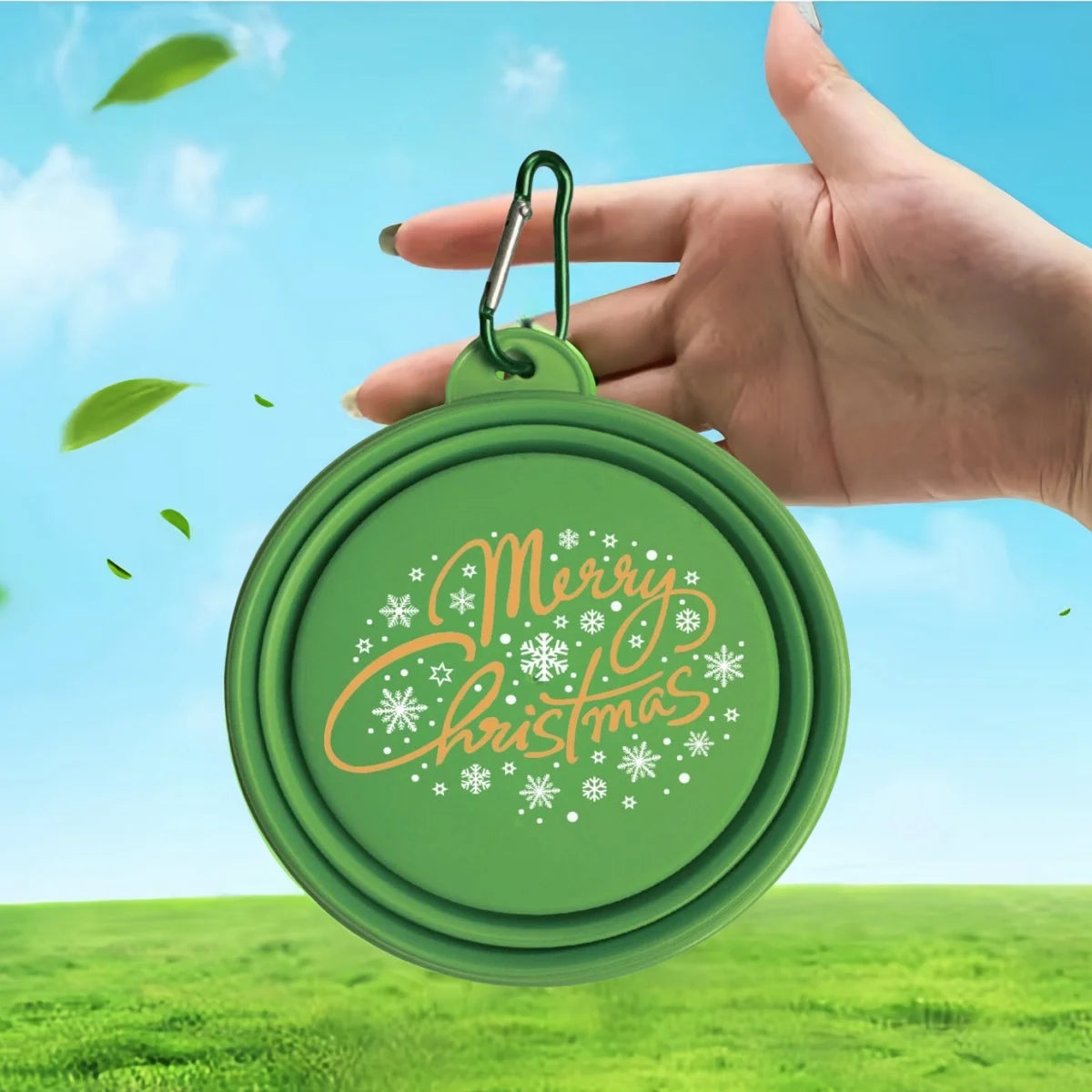 2pcs Collapsible Pet Silicone Dog Food Water Bowl Outdoor Camping Travel Portable Folding Supplies Dishes with Carabiner