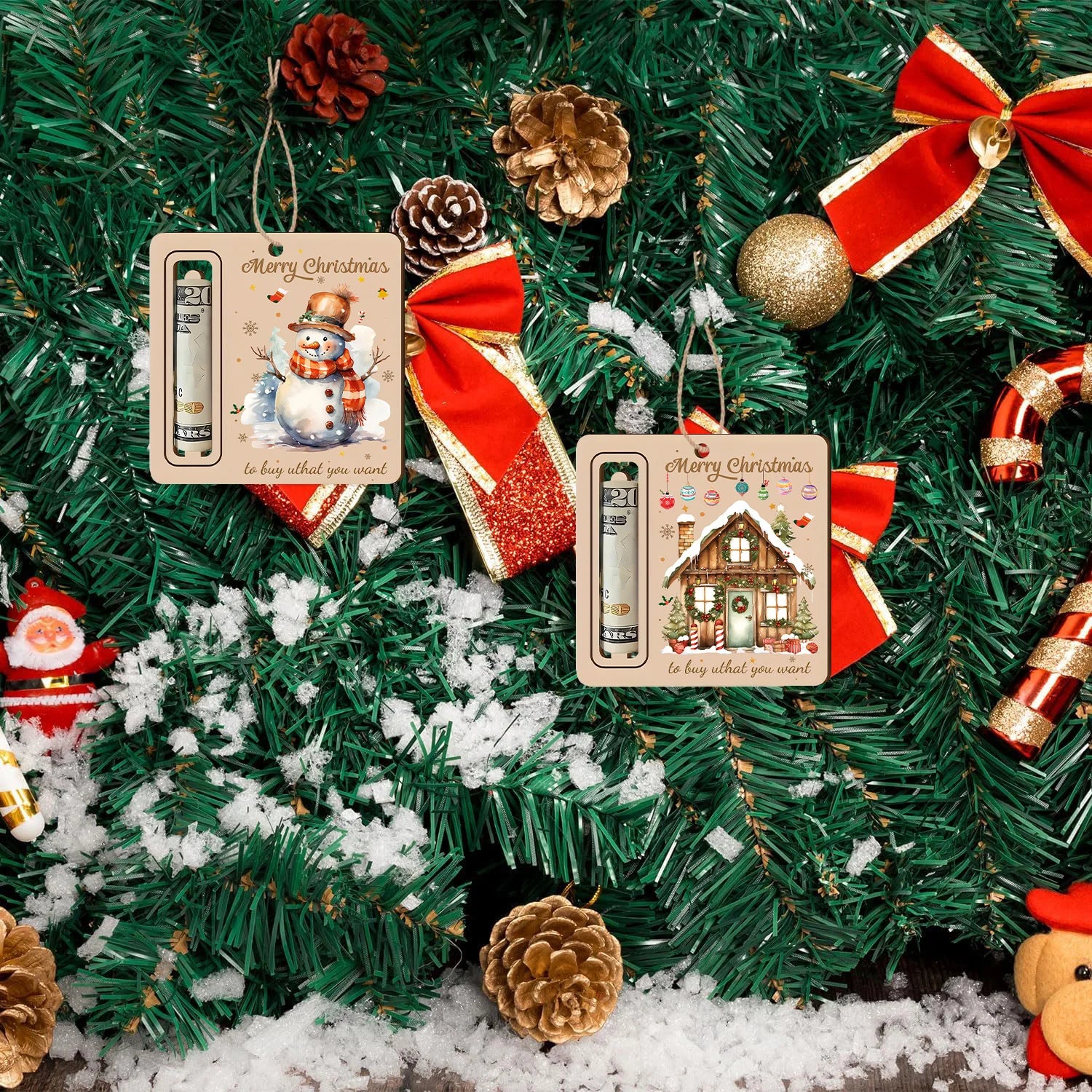 Christmas Cute Money Holder Christmas Ornament Decoration Santa Claus Snowman Christmas tree decorations