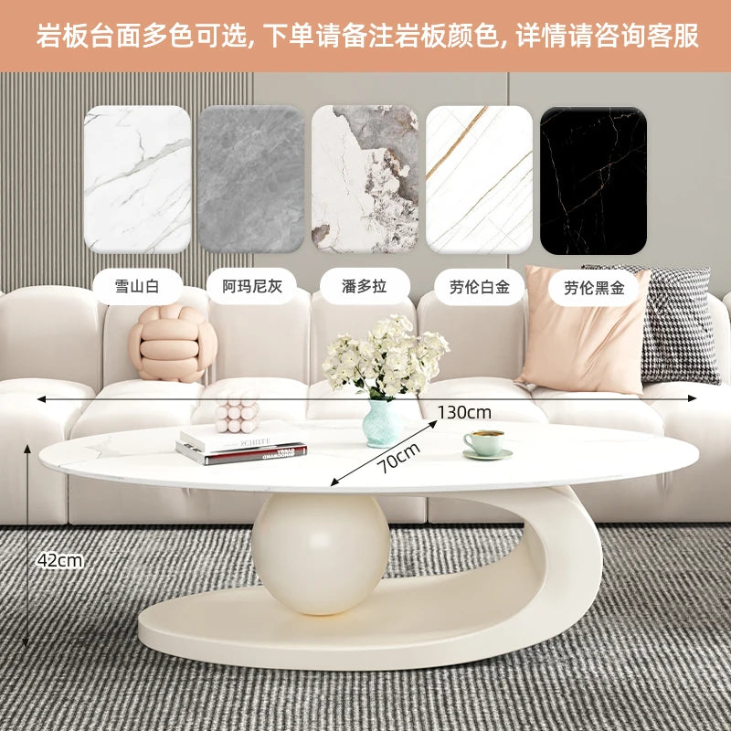 Aesthetic Oval Clear Coffee Tables Modern Design Metal Hotel White Nordic Coffee Table Living Room Low Mesa Furniture For Home