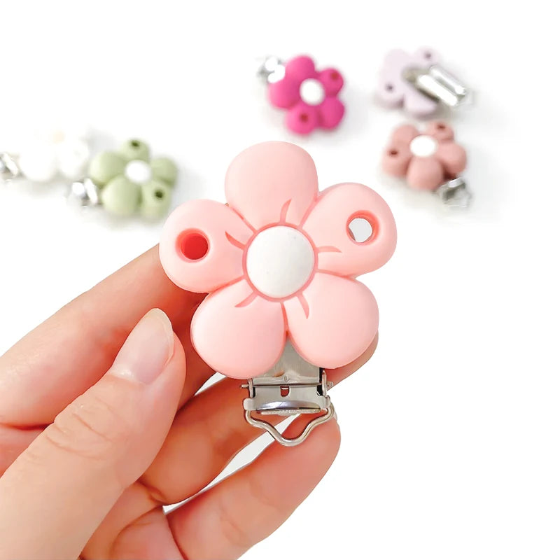 1/3/10pcs Silicone Flower Pacifier Clips Food Grade Teethers For Baby DIY Baby Soother Nursing Pacifier Chain Accessories