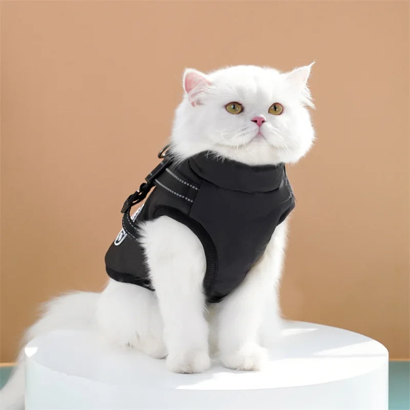Winter Dog Clothes Puppy Cat Coat with Harness Waterproof Warm Cotton Jacket for Small Large Dogs Reflective Vest Pet Apparel