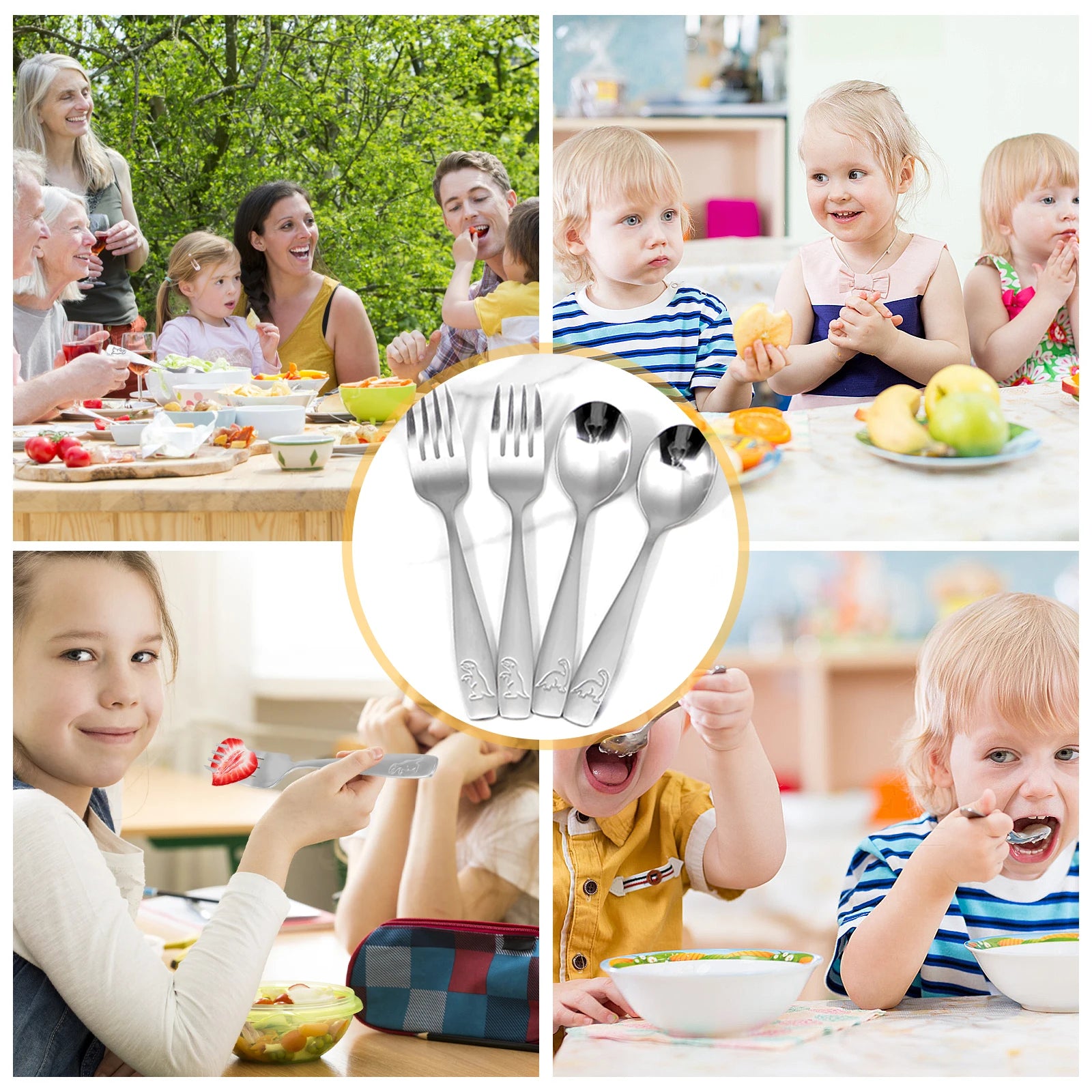 10/20Pcs Toddler Silverware Set Stainless Steel Kids Utensil Set Including Spoon and Fork Children Silverware for Party Holiday