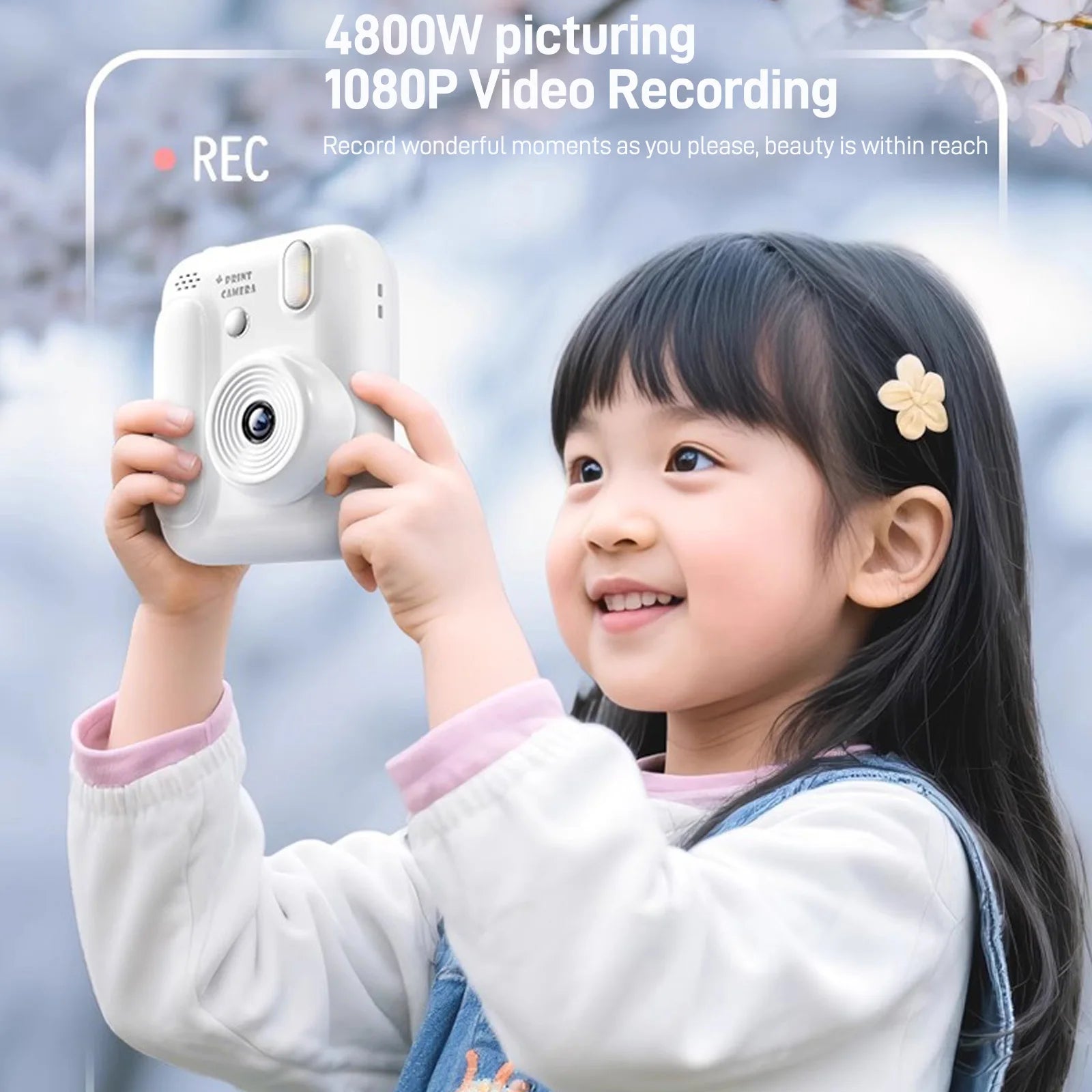 Color Printing Camera  Kids Instant Camera 32GB 1080P Thermal Print Digital Camera Print Photo Video Games Music Children Gift