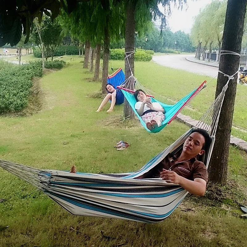 Canvas Single Hammock Outdoor Camping Indoor Children's Swing Thickened Striped Hammock