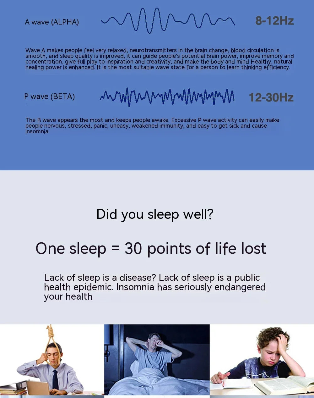 TENS Sleeping Aid Electric Massager Relieve Headache and Migraine Help Sleep Night Anxiety Therapy Relaxed Pressure Relief Tools