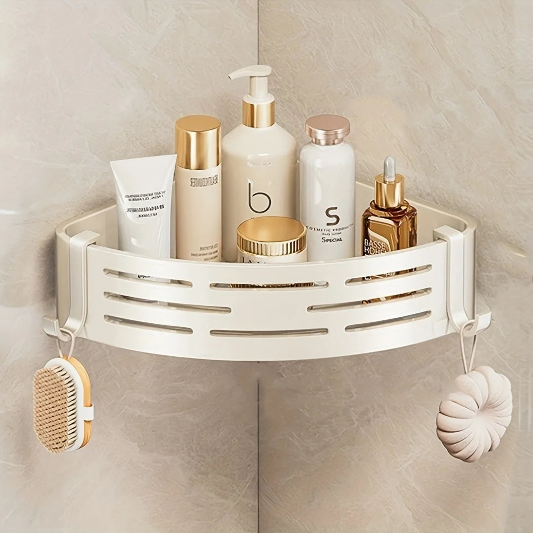 Space Corner Shower Shelf No-Drill Wall-Mounted Bathroom Organizer Triangular Design for Shampoo Conditioner and Soap Storag