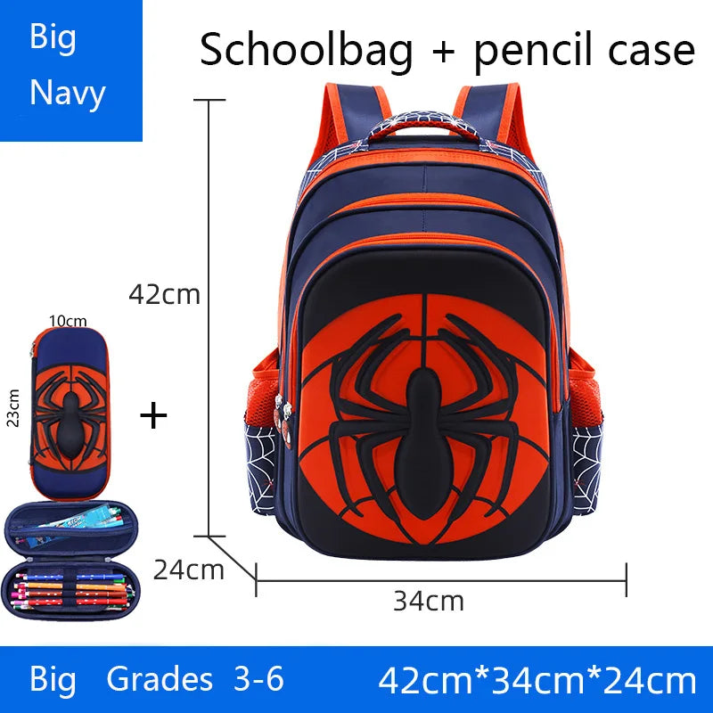Spider Backpack+Pencil Case Set for Boys School Bag Elementary for Kids School Bag Cartoon Waterproof Primary Backpack