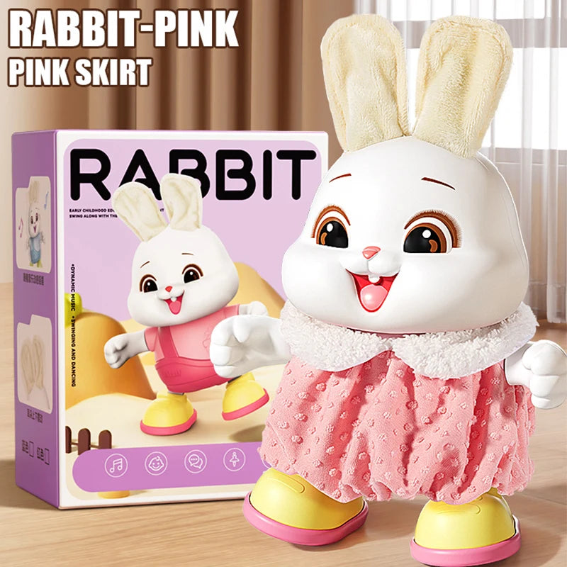 Electronic Rabbit Pets Kids Dancing Walking Encourages Crawling Moving Have Sound Interactive Toy for 3 Years Children Gifts