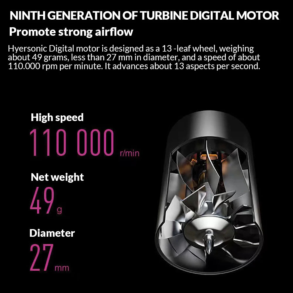 5 in 1 Electric Ionic Hair Dryer High Speed Bladeless HairDryer Negative Ion Professional 1.8M Super Leafless Hair Dryer