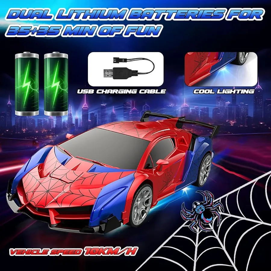 2.4GHz Deformable Spider Remote Control Car - Robot Car with Stunts, Rechargeable Battery & LED Lights, Toy Gift for Boys Girls