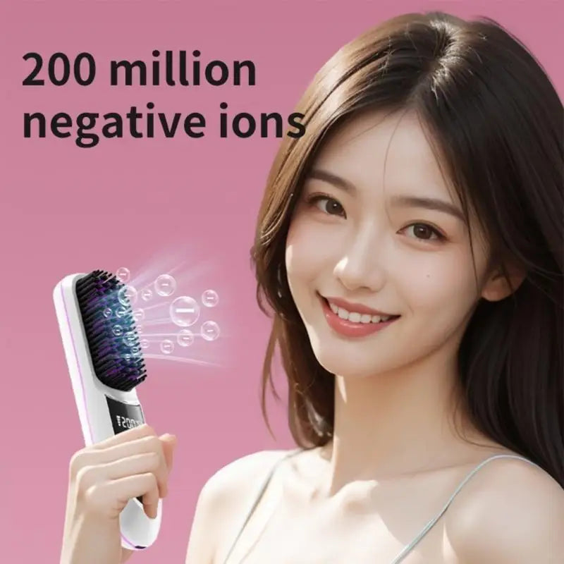 G8TC Cordless Hair Straightener Brush Fast Heating 3 Gear Adjustable Temperature USB Rechargeable Hair Straightening Comb