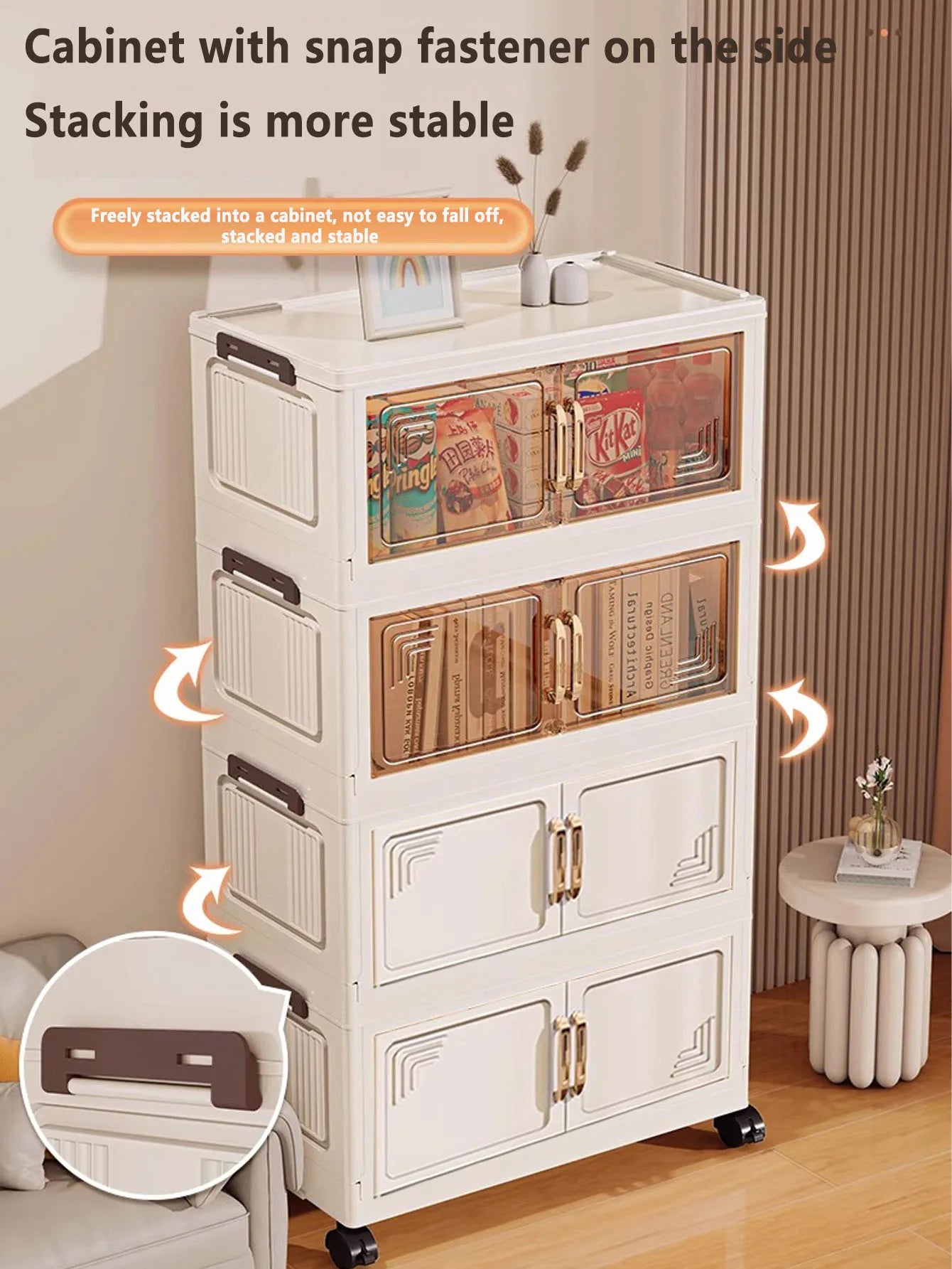 45/55/65cm Length Multifunction Storage Cabinet Large Capacity Foldable Easy-to-Install Storage Box Dustproof Wardrobe