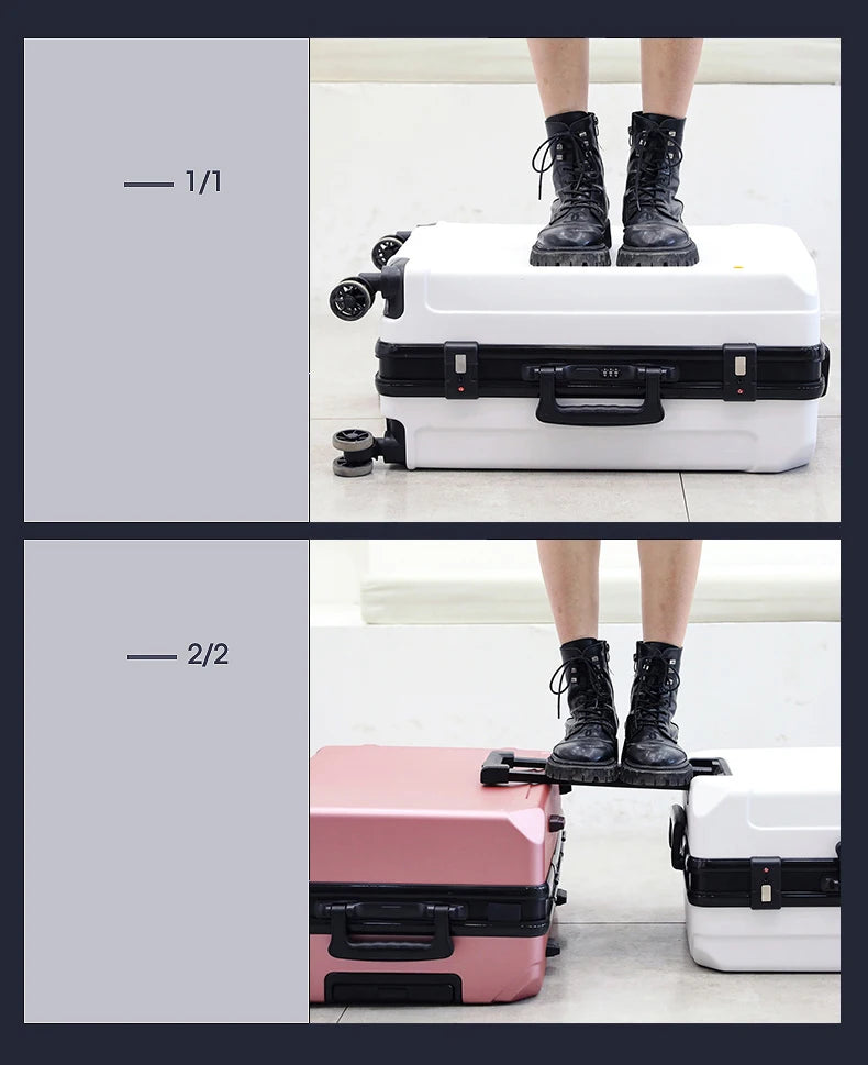 Fashion rolling luggage aluminum frame USB charging trolley suitcase 20/24/26/28 inch students password travel luggage