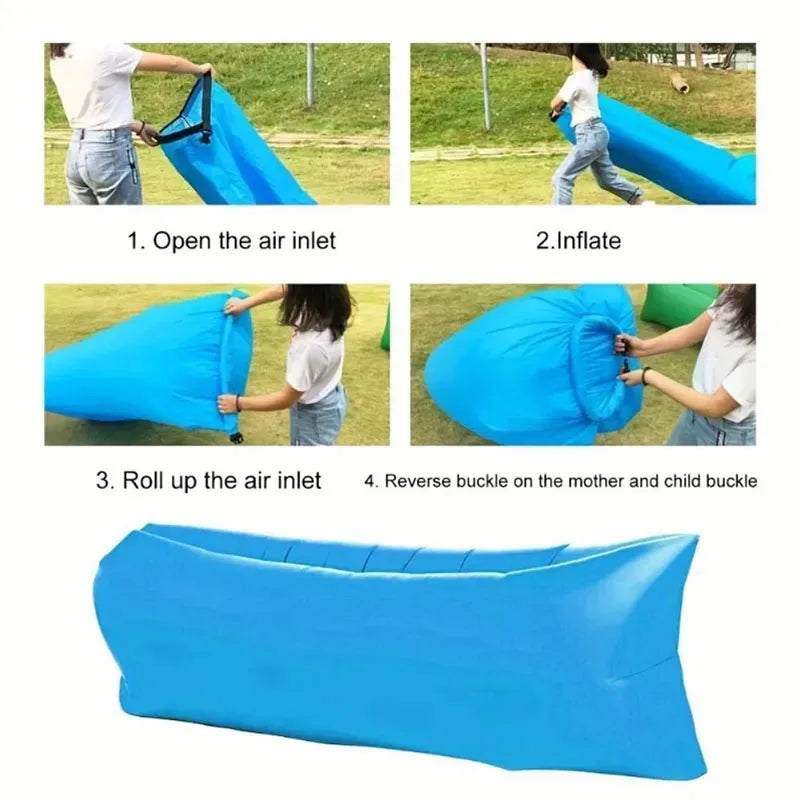 Portable Lazy Inflatable Sofa - Outdoor & Indoor Foldable Air Mattress, Quick-Fold Sofa Bed for Lunch Breaks