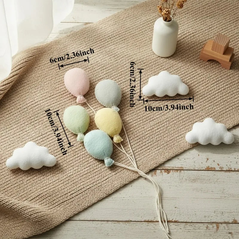 Newborn Photography Props Set with 3 Clouds and 5 Balloons, Soft Cute Photo Shoot Accessories for Baby Studio Photos Shooting