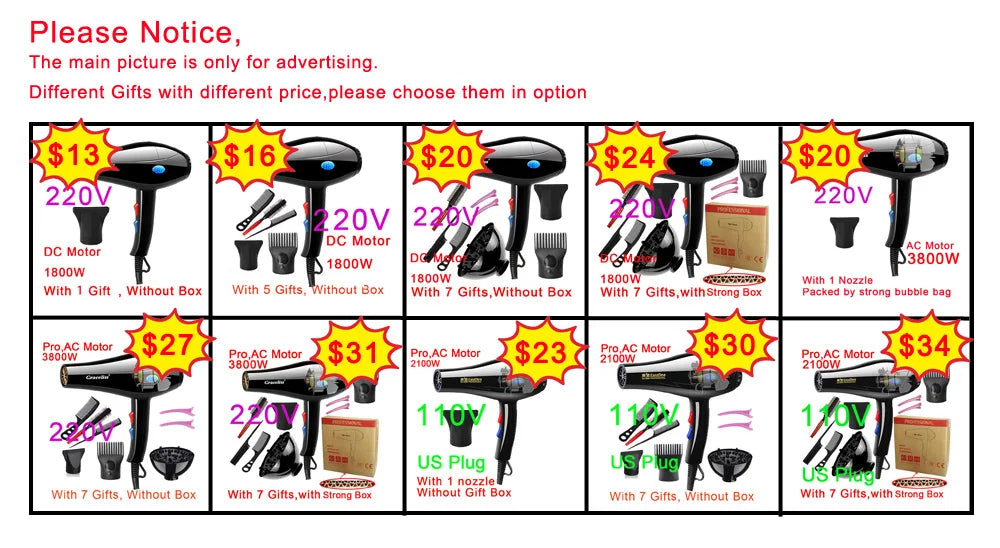 Original EU Plug Hot Cold Wind Professional Hair Dryer Blow dryer Hairdryer For Hair Salon for Household Use