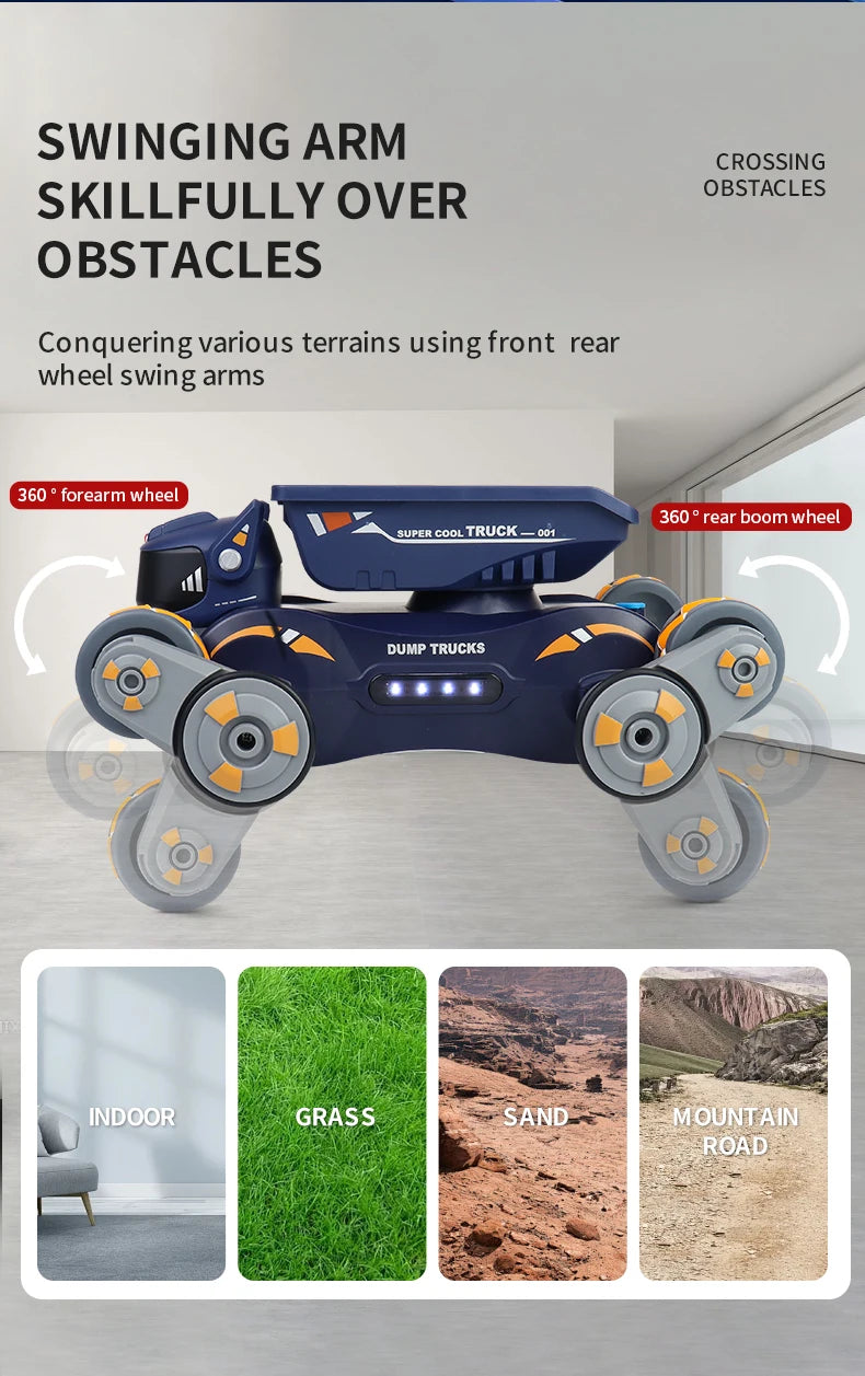 Rc Stunt Car 8-Wheel Mechanical Robot Dog with Lights Spray for Kids Remote Gesture Sensing Control Electronic Pet Toy Car