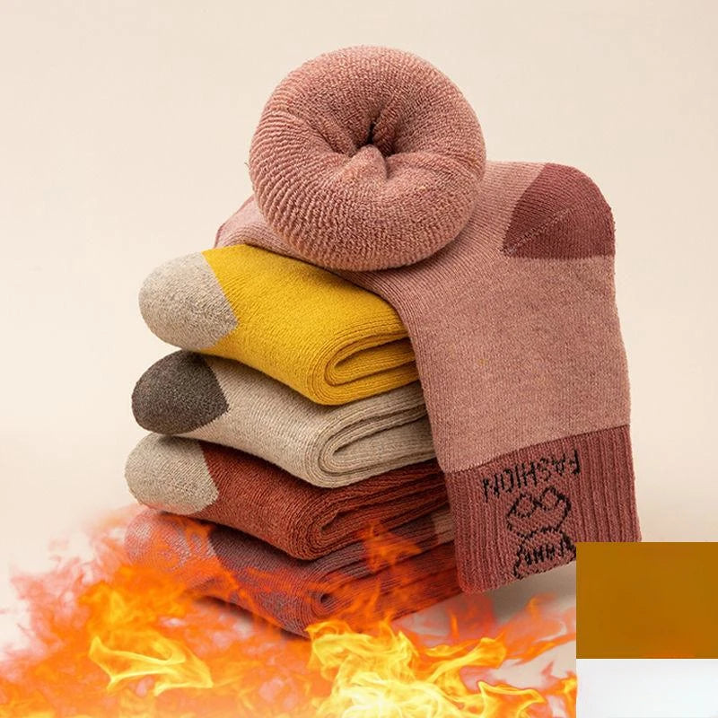 5 Pairs /bag Winter Children Socks Warm Autumn And Winter Plush Thicken Toddler Boys Girls Cotton Middle Tube Sock For 2-14 Year