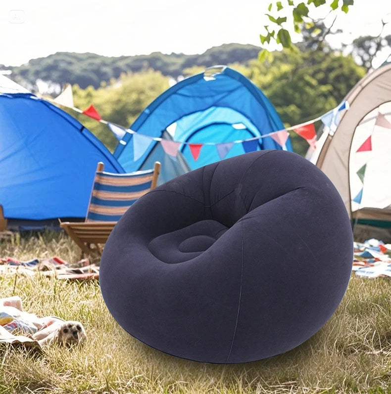 Lazy Inflatable Sofa Portable Foldable Pvc Flocking Single-Person Inflatable Sofa Lounger Seat for Outdoor Camping