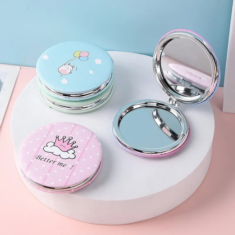 Circular Makeup Mirror Portable Portable Student Pocket Folding Mirror Beauty Makeup Makeup Princess Circular Mirror