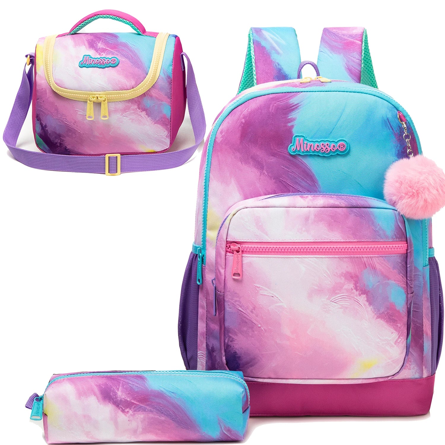 Backpack for Girls with Lunch Bag Pencil Case School Bags Sets for Boys 3pcs for Elementary Student Teen