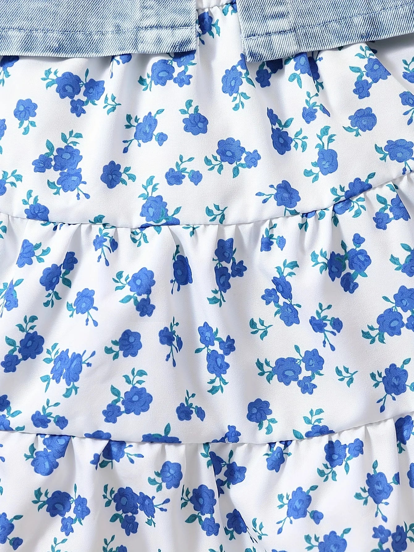 3pieces Four Seasons Leisure Travel Vacation Comfortable Denim Long Sleeve + Floral Dress Set With Halter Sweet Fashion