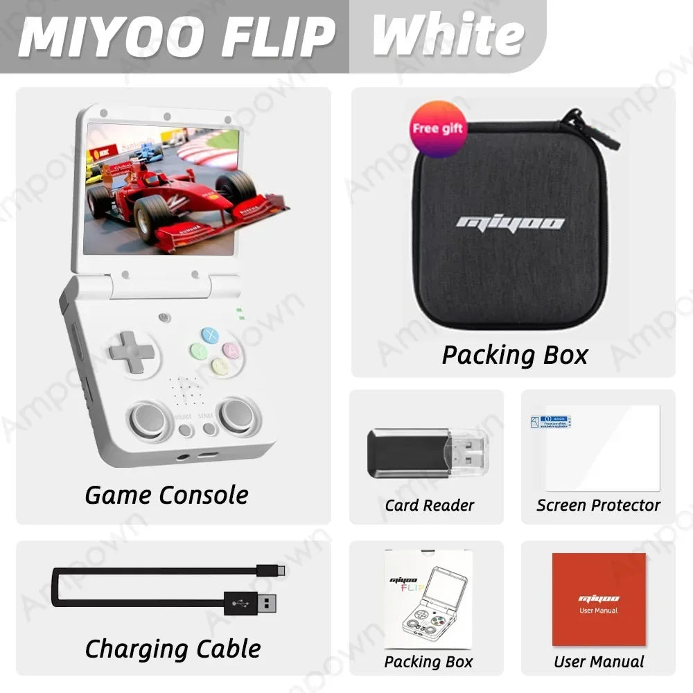 MIYOO FLIP V2 Handheld Game Console 3.5'' IPS Screen Linux OS Onion OS Retro Video Game Consoles Free Storage Bag Player Gifts