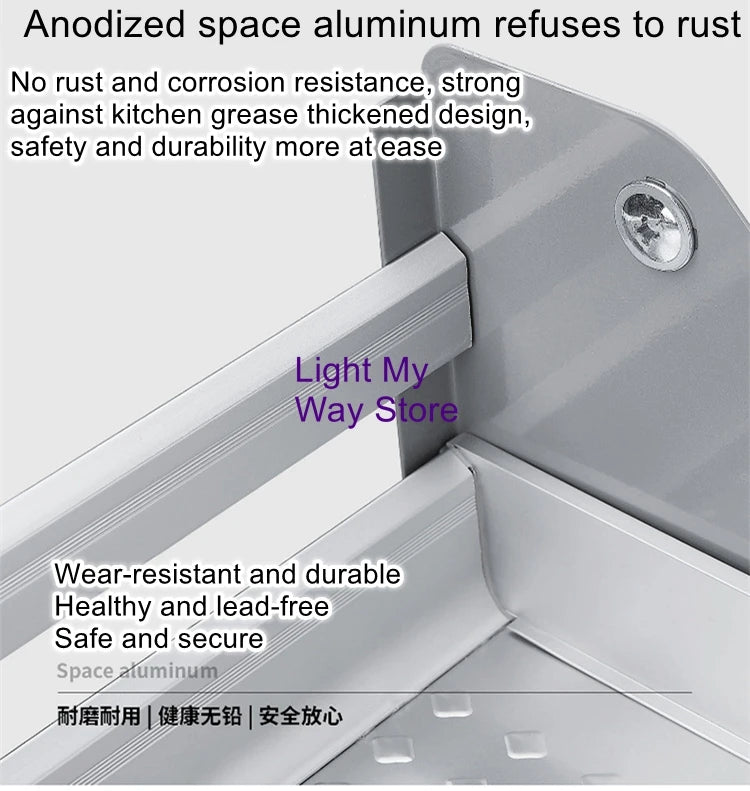 Stainless steel aluminum alloy basket storage rack hanging cabinet lifting basket kitchen pull-down cabinet storage rack