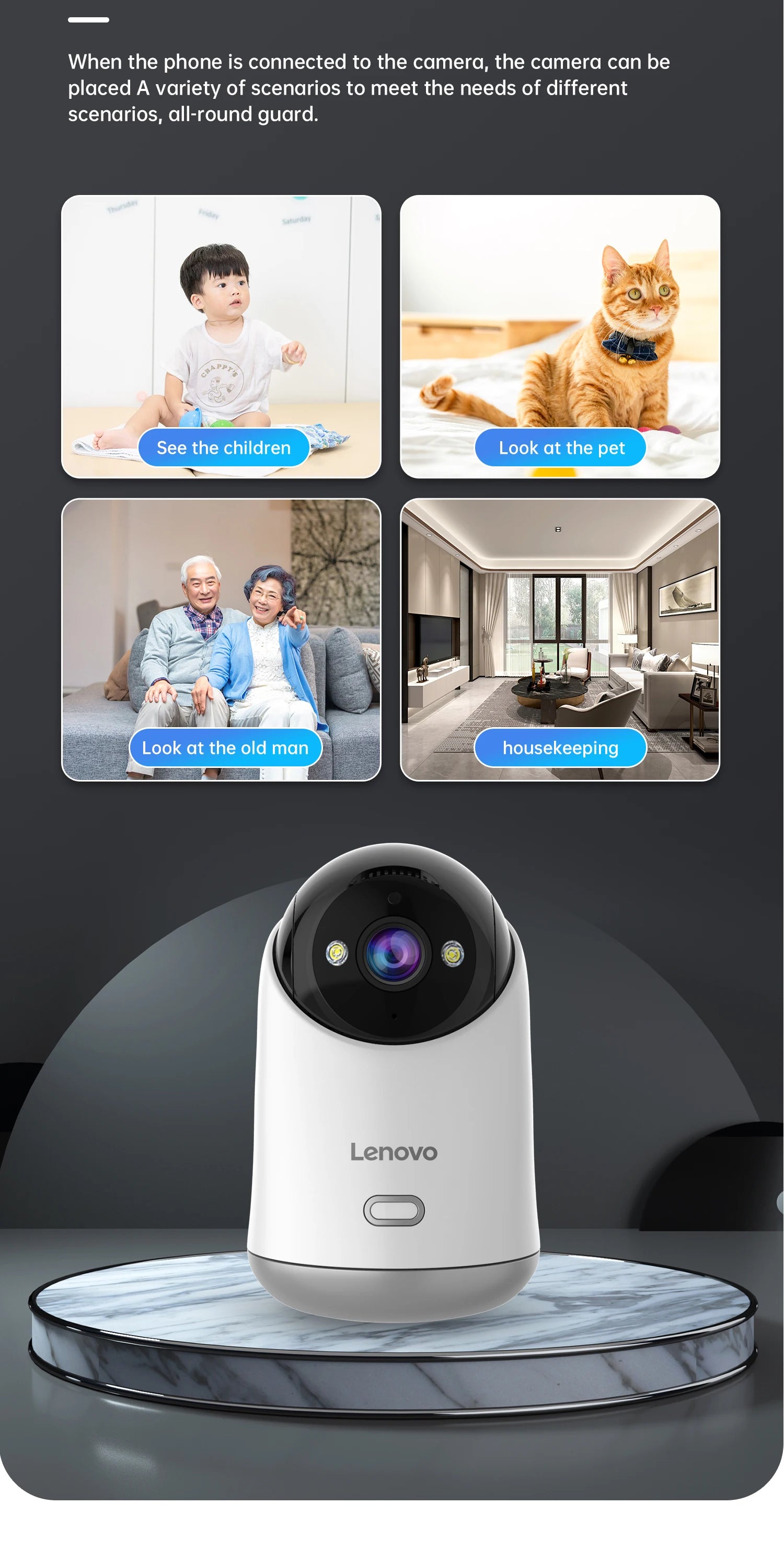 Lenovo 5MP WiFi Camera Smart Home Indoor IP Camera Full Color Night Auto Tracking Security CCTV Surveillance Baby Monitor