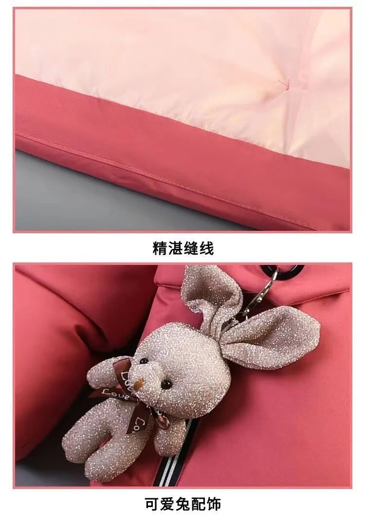 5-14 Years Old Winter Boys Girls Jacket Long Style Hooded Fur Collar Colorful Heavy Coat For Kids Children Outerwear