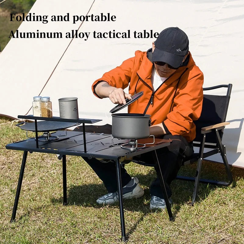 Outdoor Lightweight Folding Table Camping Hiking Travel Fishing Retractable Small Table Military Green Aluminum Alloy RuggedDesk