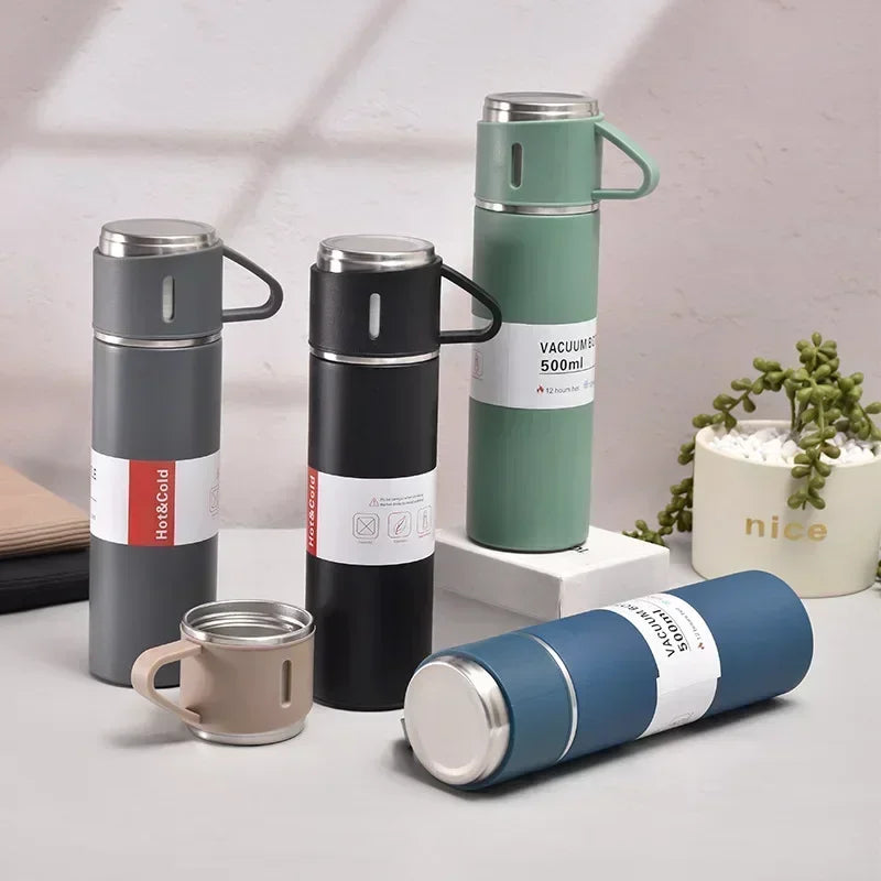 Stainless Steel Vacuum Flask Gift Set Business Style Thermos Bottle Outdoor Travel Insulation Cup for Couple Office Drinkware