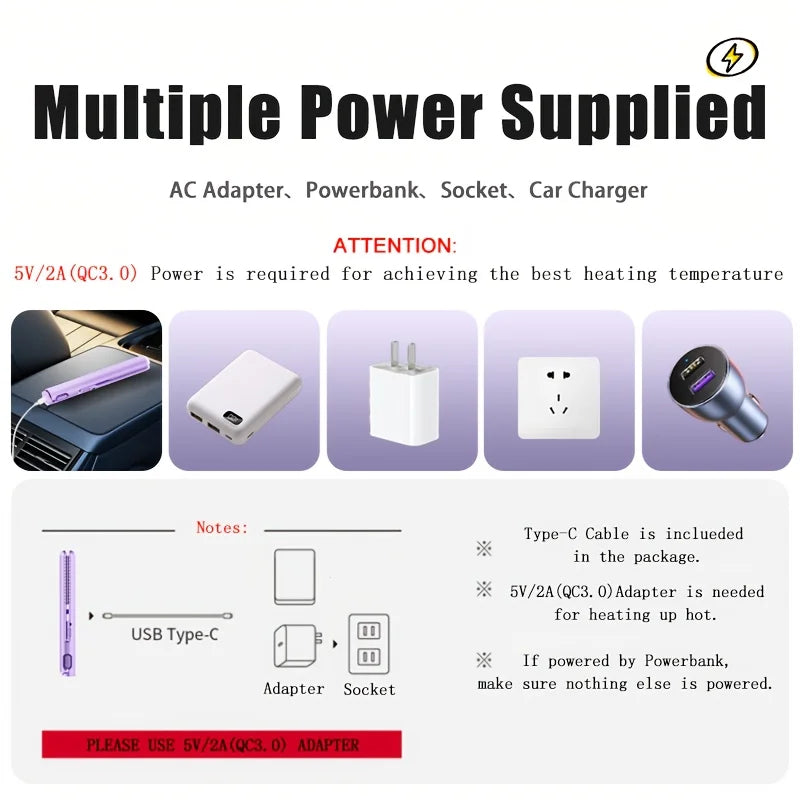 Portable Mini Hair Straightener Lightweight 180 Degrees Celsius Constant Temperature Control, Suitable for Bangs and Short Hair